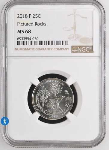 2018-P 25C ピクチャード・ロックス NP NGC MS68 - タイプ1 - クラッド