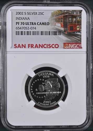 :2002-S S25C ワシントン インディアナ クォーター NGC PF70UCAM シルバー 希少 R3 トップポップ