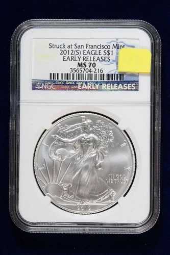 2012年-(S) シルバーイーグル NGC MS 70 初期リリース サンフランシスコ造幣局で鋳造 4WP2