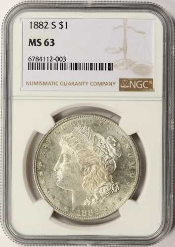 1882-S モルガン銀貨 1ドル NGC MS63