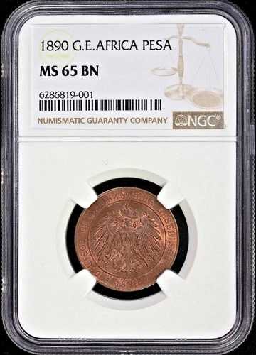 ドイツ東アフリカ 1890年 ペサ NGC MS 65 BN