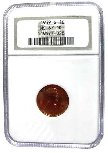 1939-S リンカーン セント NGC MS 67 RD 素晴らしい価格 美しい赤の光沢のある宝石 新品同様