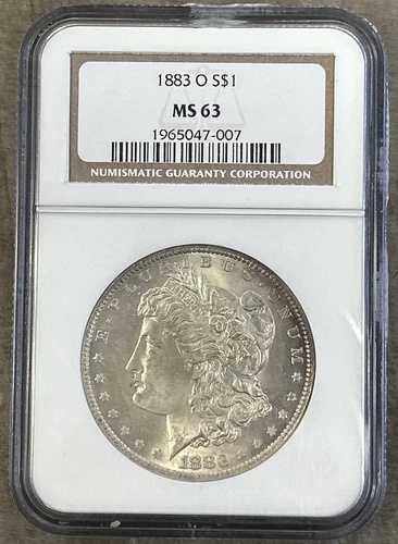 1883-O モルガン・ダラー S$1 NGC MS63 - ライトトーニング