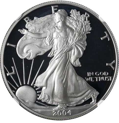 2004 W $1 プルーフ アメリカン シルバー イーグル NGC PF70 ウルトラカメオ ブラウンラベル
