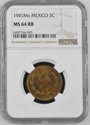 メキシコ 2センタボ 1941年 Mo NGC MS 64 RB