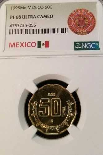 1995年 メキシコ 50センタボス 50C NGC PF 68 ウルトラカメオ トップポップ 希少 低鋳造