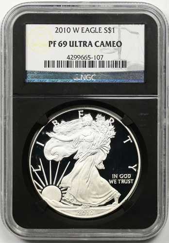 2010-W シルバーイーグルプルーフ PF 69 ウルトラカメオ $1 NGC ブラックレトロスラブ