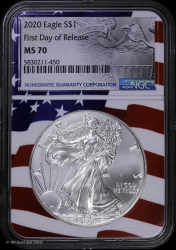 2020年 1ドル アメリカン・シルバー・イーグル NGC MS 70 | 発売日初日