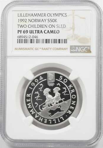 ノルウェー 1992 50 クローネ プルーフ NGC PF69 ULTRA CAMEO リレハンメル オリンピック NG2048 com
