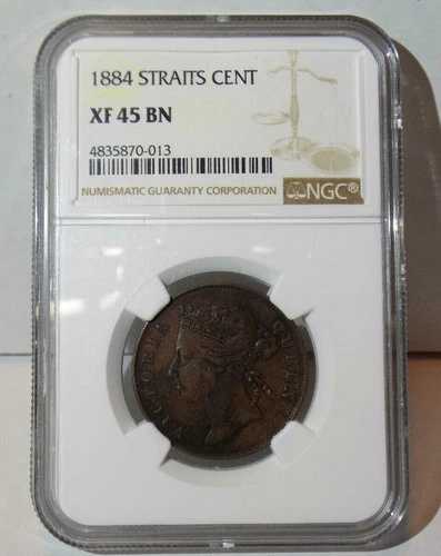海峡植民地 1884年 セント NGC XF45 BN XF 45 イギリス領マレーシア グレーディングコイン