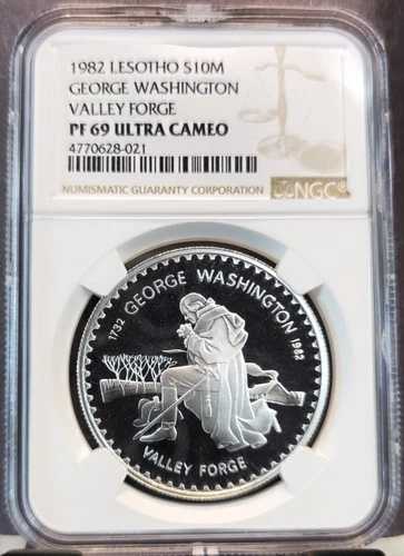 1982年 レソト シルバー 10 マロティ ワシントンバレーフォージ NGC PF 69 ウルトラカメオ