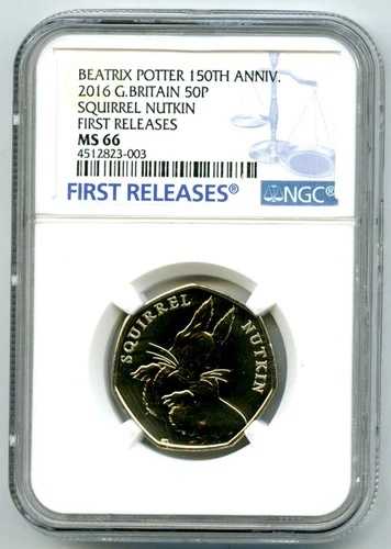 2016年 イギリス 50ペンス NGC MS66 DPL スクイレル・ナトキン ファーストリリース ポッター
