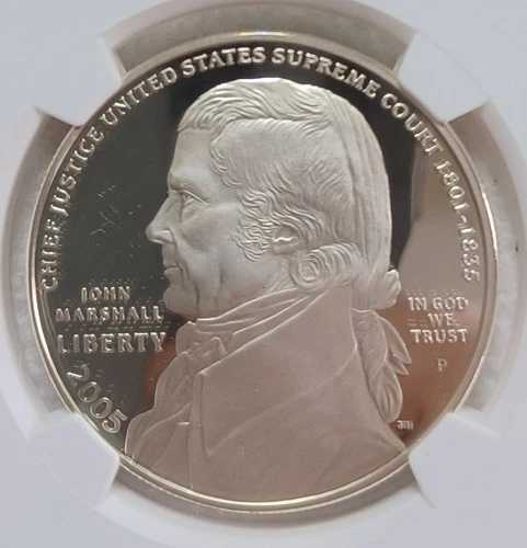 2005年 P ジョン・マーシャル記念銀貨 - NGC PF70UCAM。ビデオ SL0217。