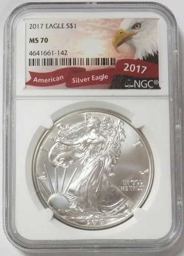 2017年 アメリカン シルバー イーグル 1ドル 1オンス コイン NGC ミント ステート 70