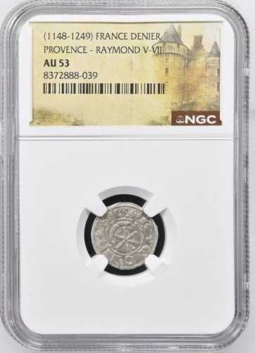 レイモンド5世 フランス プロヴァンス NGC AU 53 シルバー デニール テンプル騎士団 十字軍