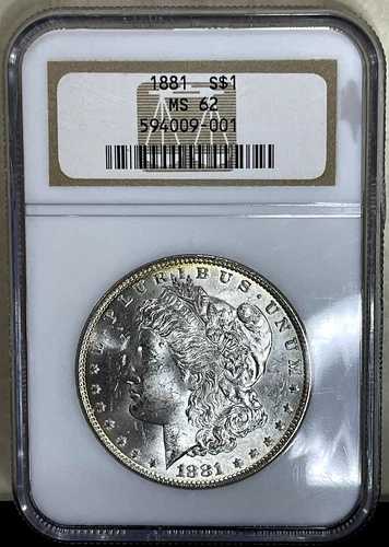 1881 P モーガン シルバー ダラー $1 NGC MS62 オールド ファッティ NGC ホルダー ライト トーニング!