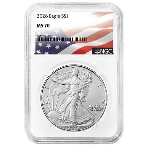 プレセール - 2026年 1ドル アメリカン シルバー イーグル NGC MS70 フラッグラベル|WORLD RESOURCE【QUEEN店】