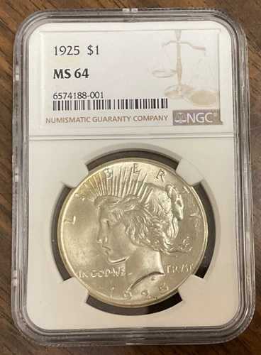 1925年ピースシルバードルNGC MS64。