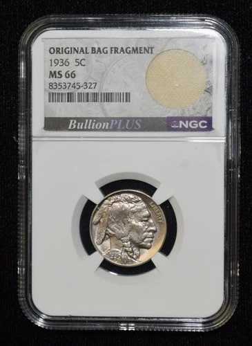 1936-P NGC MS66 5C バッファローニッケル オリジナルバッグの破片