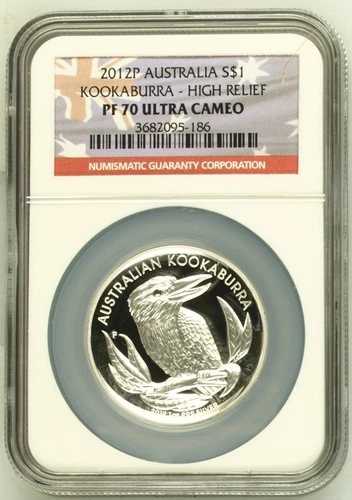 2012P オーストラリア S$1 クッカバラ、.999 シルバー、NGC PF 70 UC ハイ レリーフ