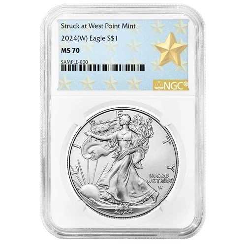 2024年 (W) 1ドル アメリカン シルバー イーグル NGC MS70 ウェストポイント スターラベル|WORLD RESOURCE【QUEEN店】
