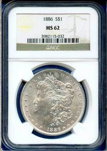 1886 P NGC MS62 モルガン銀貨 1ドル 米国造幣局 1886-P MS-62 ブラストホワイト