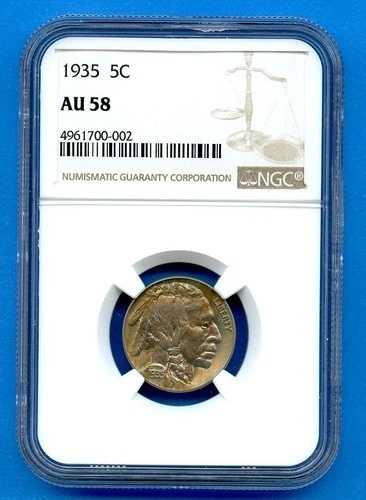 1935 P NGC AU58 バッファローニッケル 5セント 米国造幣局コイン 1935-P AU-58 レインボー