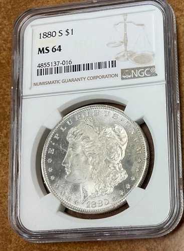 1880-S モーガン銀貨 NGC MS64。