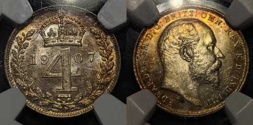 イギリス 1907年 4P 4d フォーペンス マウンディ NGC MS63 チョイス アンクル #1462