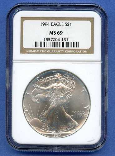 1994 NGC MS69 ASE 1オンス アメリカンシルバーイーグル $1 米国造幣局コイン地金 MS-69