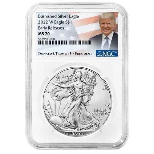 2022-W バーニッシュド 1ドル アメリカン シルバー イーグル NGC MS70 ER トランプラベル