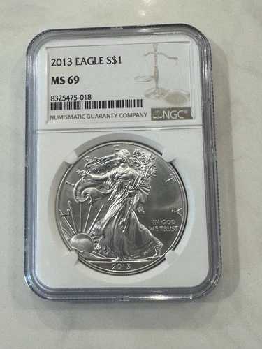 2013年 1ドル アメリカン シルバー イーグル NGC MS69、.999 ファインコイン、1125