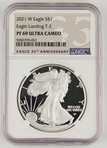 2021年 W アメリカン 1オンス シルバー イーグル プルーフ 1ドル コイン タイプ2 NGC PF69 35周年記念