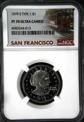 :1979-S $1 スーザン・B・アンソニー・ドル タイプI NGC PF-70-UCAM トロリーラベル トップポップ R3