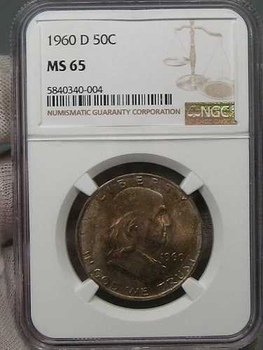 キーイン付き高品位BU GEMトーン 1960-d フランクリン ハーフダラー NGC MS65。#37