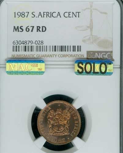 1987年 南アフリカ セント NGC MS67 RD マックソロ ファイネストグレード & マックスポットレス * 47,520円