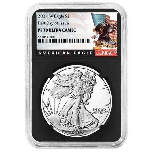 2024-W $1 1オンス プルーフ アメリカン シルバー イーグル NGC PF70UC FDI ブラックラベル レトロコア