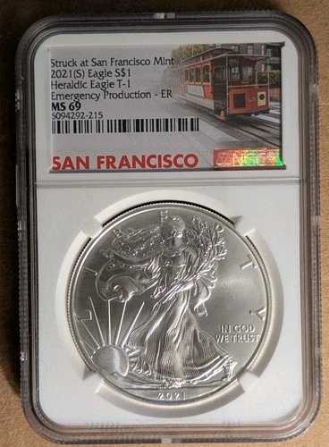 2021 S $1 シルバー ヘラルディック イーグル T1 緊急生産 ER NGC MS-69 (215)