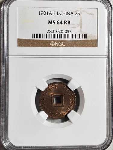 フランス領インドシナ 2 サペック 1901A NGC MS 64RB