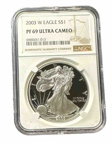 2003年 W アメリカン シルバー イーグル ダラー NGC プルーフ PF 69 ウルトラ カメオ (DCAM)