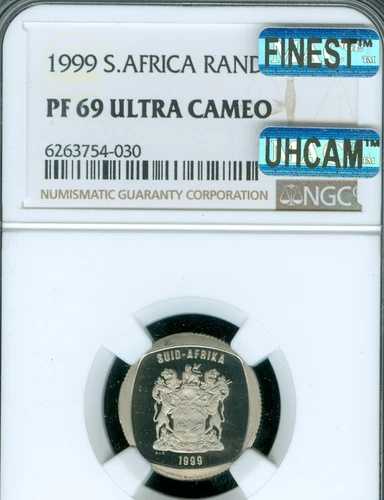 1999年 南アフリカ ランド NGC PF69 MAC UHCam FINEST SPOTLESS 3,743枚 発行 *