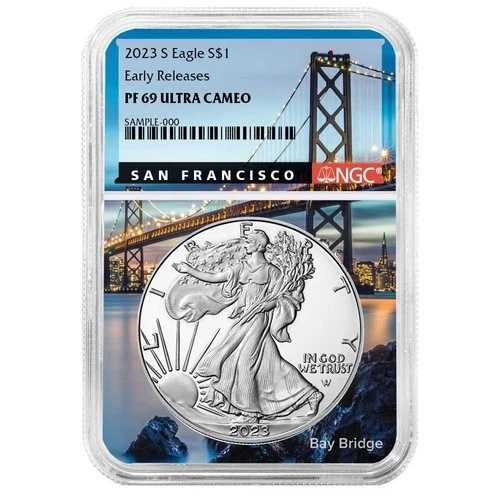 2023-S プルーフ $1 アメリカン シルバー イーグル NGC PF69UC ER サンフランシスコ コア