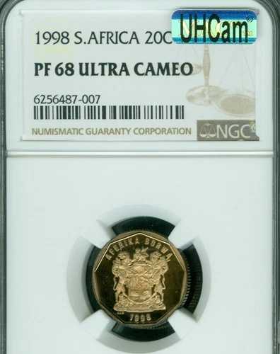 1998年 南アフリカ 20セント NGC PF68 MAC UHCam MAC SPOTLESS 発行枚数3,051枚 *