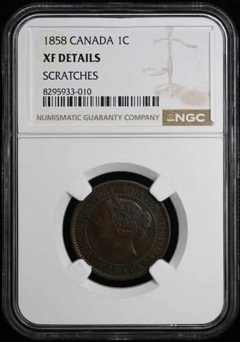 1858 カナダ 1C NGC XF 詳細 BN