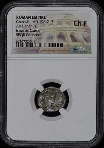 カラカラ、AD 198-217 ローマ帝国 AR デナリウス NGC F15