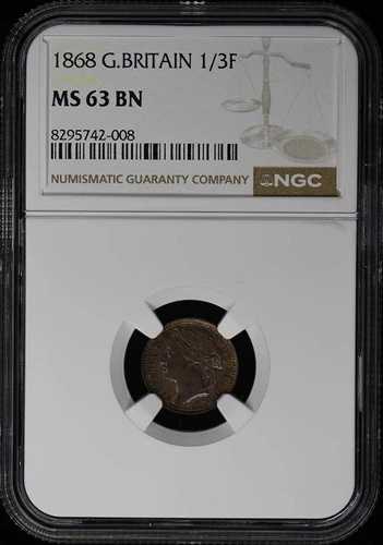 1868年 イギリス ヴィクトリア サード ファーシング 1/3F NGC MS63BN