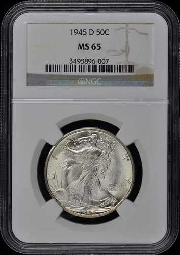 1945-D ウォーキング・リバティ・ハーフダラー 50セント NGC MS65