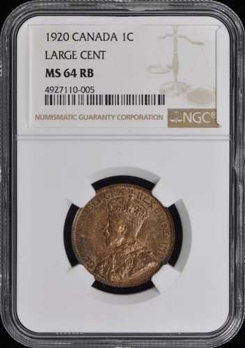 1920年 カナダ ラージセント 1セント NGC MS64RB