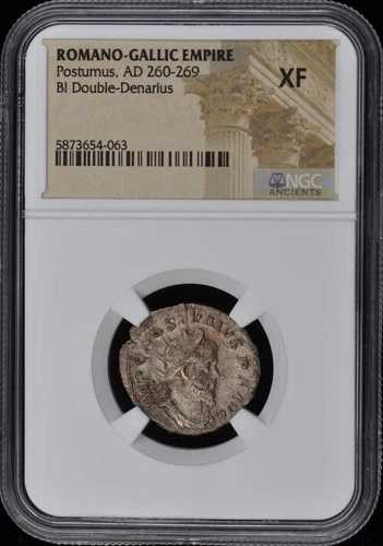 Postumus、AD 260-269 ロマーノ・ガリア帝国 BI ダブルデナリウス NGC XF40