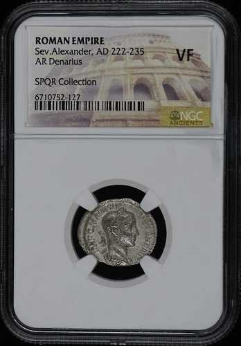アレクサンダー大王、西暦222-235年 ローマ帝国 AR デナリウス NGC VF20